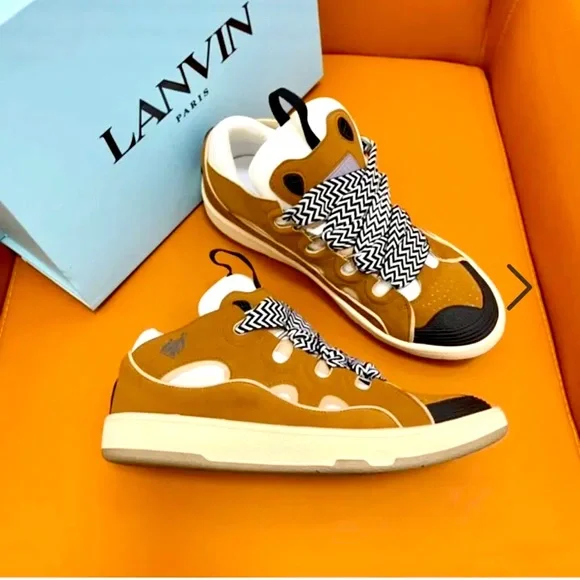 Lanvin Curb Zigzag Low-Top Sneakers New Designer Casual Tennis Shoes